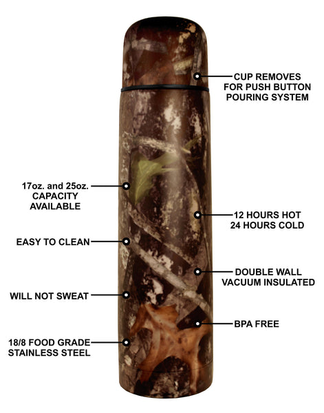 25 oz True Timber Camo Thermal Vacuum Sealed Double Insulated Sports Bottle